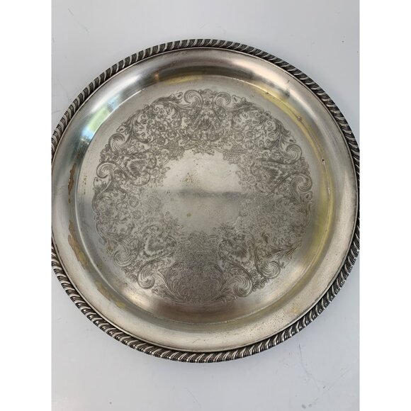 VTG 50s William Rogers 171 Silver Plate Etched Serving Tray 12.5" 8821 - Picture 2 of 9